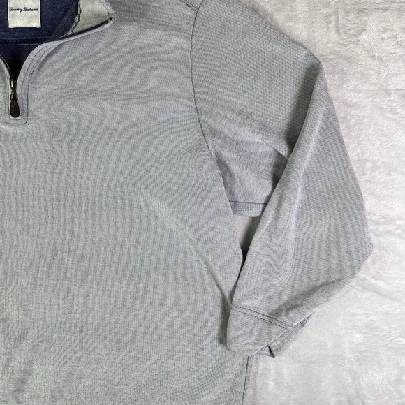Tommy Bahama Quarter Zip Fleece Sweatshirt Men's 2XLB Grey/Blue Beachy Summer - Picture 3 of 16